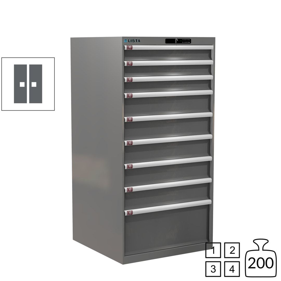 Lista Schubladenschrank - 13.106.010 - 1.450x717x725 mm (HxBxT) - 9 Schubladen - 200 kg - Key Lock - lichtblau (RAL 5012)