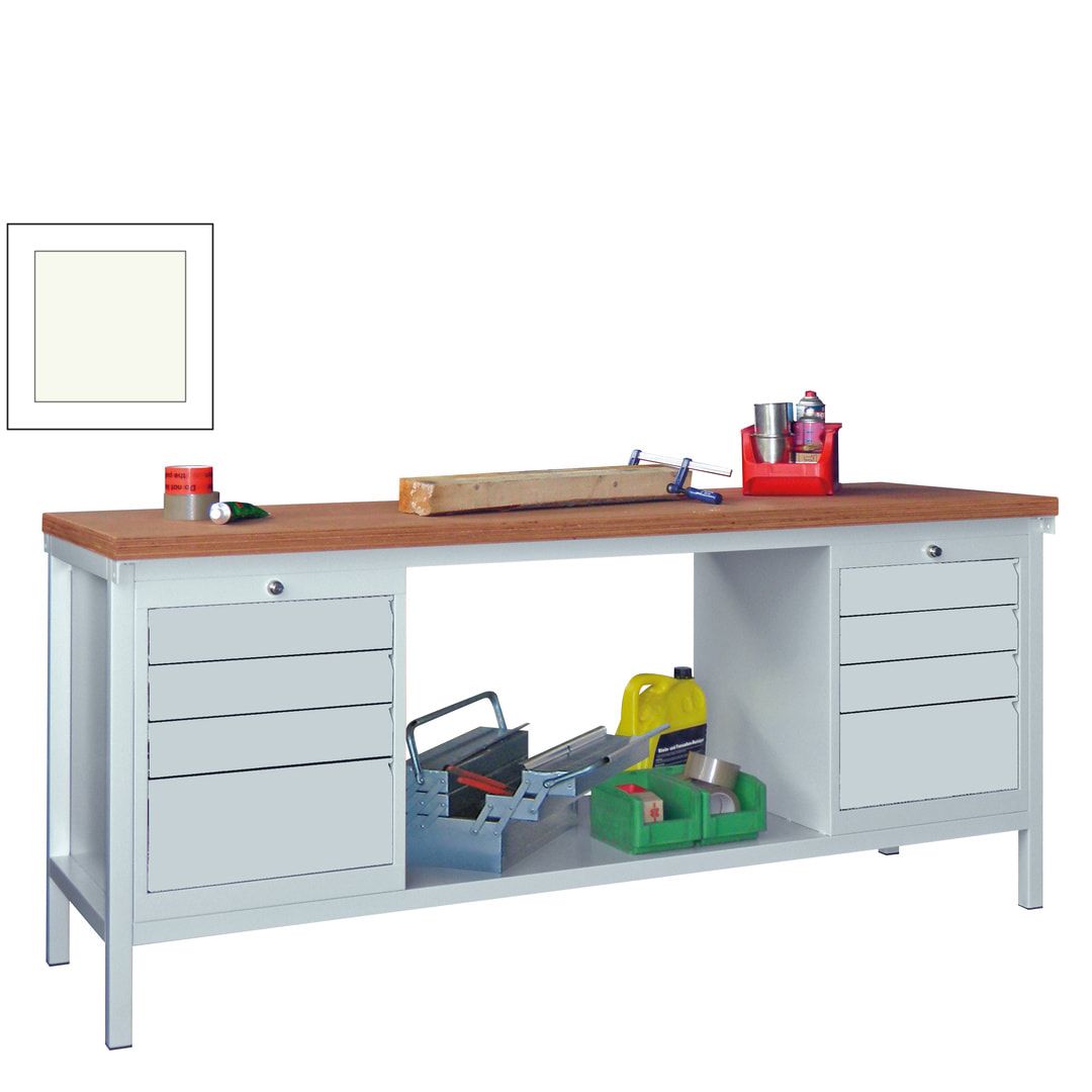 Werkbank - 2 Schubladenblöcke - 900 x 2.000 x 700 mm (HxBxT) - anthrazitgrau