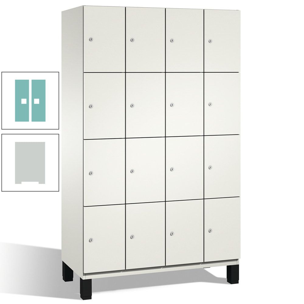 Fächerschrank, Stahlschrank, 16 Fächer, Türöffnungsbegrenzer, mit Füßen, Korpus lichtgrau, Tür anthrazitgrau, 1.980 x 1.200 x 525 mm (HxBxT)