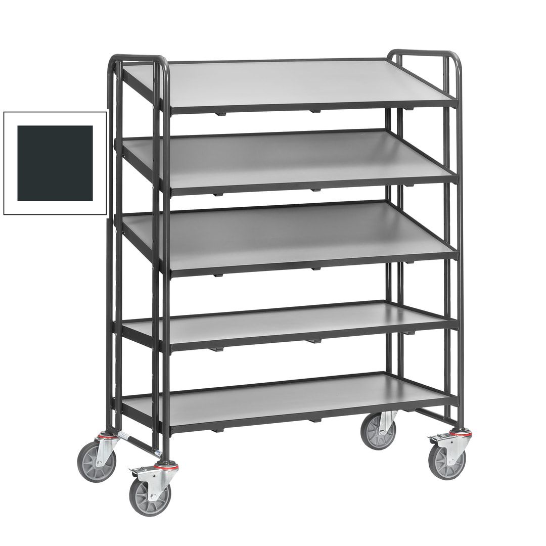 Fetra - Etagenwagen für Eurokästen - 400 kg - 1.686 x 685 x 1.372 mm (HxBxT) - 5 Böden - anthrazitgrau