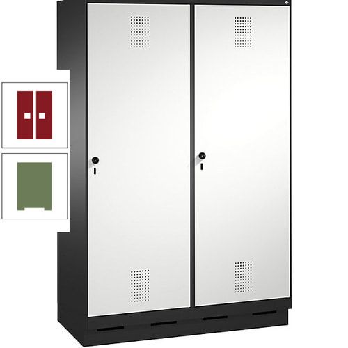 Doppel-Spind, Garderobenschrank, 2 Türen für 4 Abteile a 300 mm, Korpus anthrazitgrau, Türen anthrazitgrau, 1.800 x 1.200 x 500 mm (HxBxT)