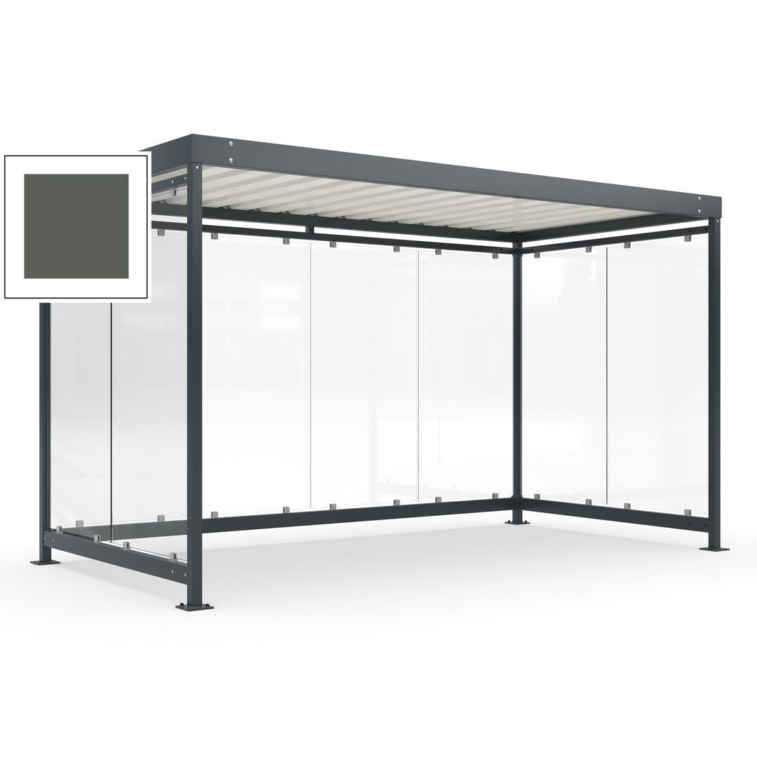 Fahrradunterstand, Fahrgastunterstand, Bushaltestelle, Bausatz, 12-13 Personen, 2.510 x 4.195 x 2.165 mm (HxBxT), 8 Wände, Achatgrau