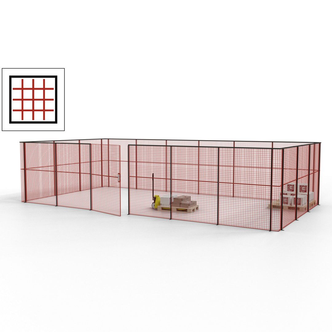 Maschinen Schutzgitter - Hallentrennwand - Sicherheitszaun - Tür - 27 m - 2.200 x 9.400 x 4.900 mm (HxBxT) - enzianblau