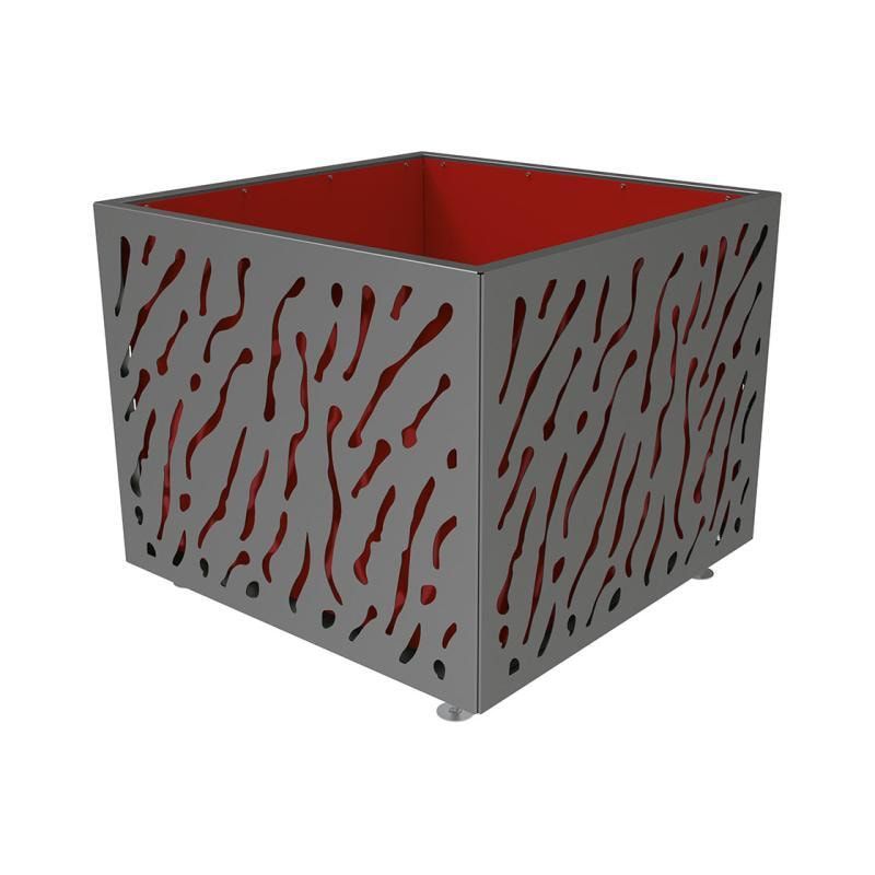 Pflanzbehälter, Stahl, vormontiert, zweifarbig, verstellbare Füße, Innen feuerverzinkt, Verladungsgriffe, 960 x 1.145 x 1.145 mm (HxBxT), enzianblau
