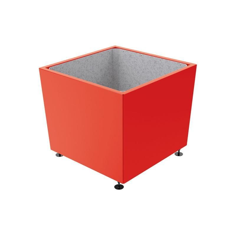 Pflanzkübel, 2 mm Stahlblech fvz, innen Blech feuerverzinkt mit Verladungsgriffen, verstellbare Füße, 760 x 785 x 785 mm (HxBxT), enzianblau
