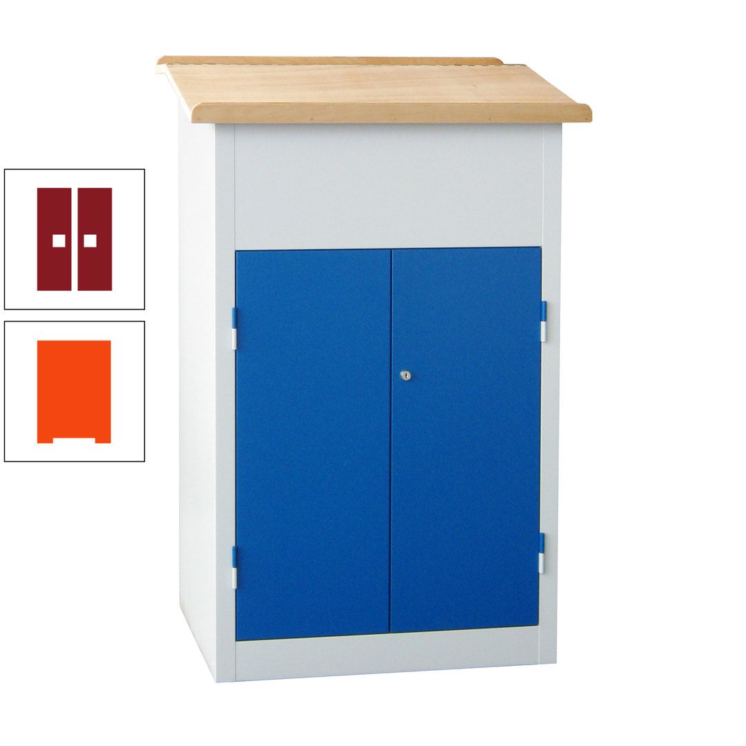 Stehpult mit Schrank - Vollblechtür - Zylinderschloss - 2 Böden - 1.200 x 700 x 600 mm (HxBxT) - anthrazitgrau