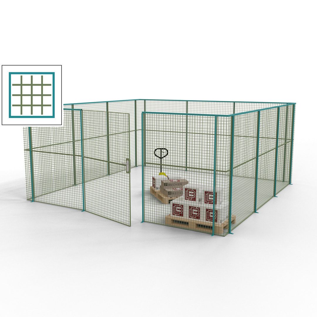 Maschinen Schutzgitter - Hallentrennwand - Sicherheitszaun - Tür - 18 m - 2.200 x 4.900 x 4.900 mm (HxBxT) - enzianblau