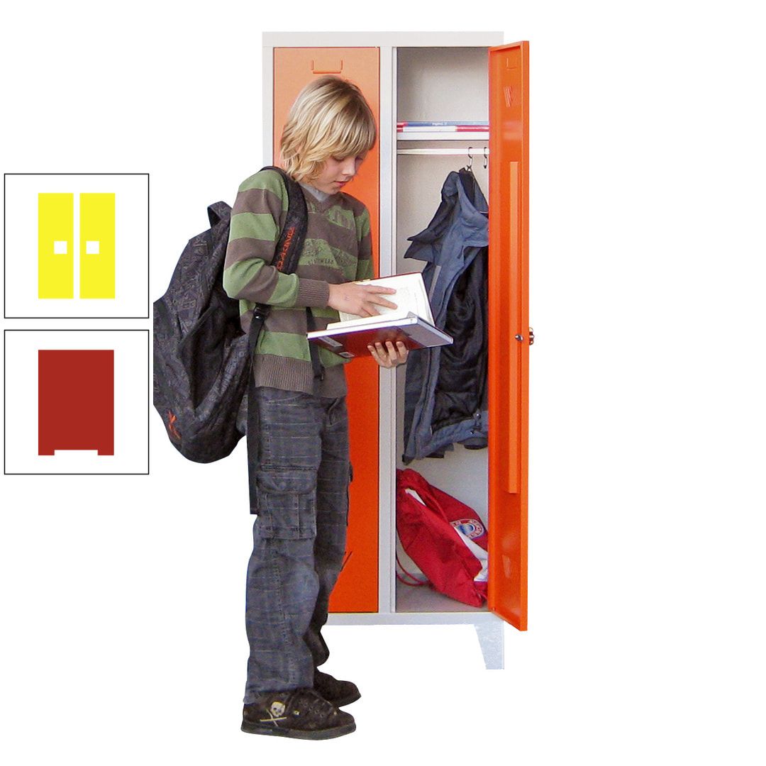 Spindschrank f. Schulen - mit Füßen - Höhe 1.600 mm - 3 Abteile a 300 mm - Drehriegel - anthrazitgrau
