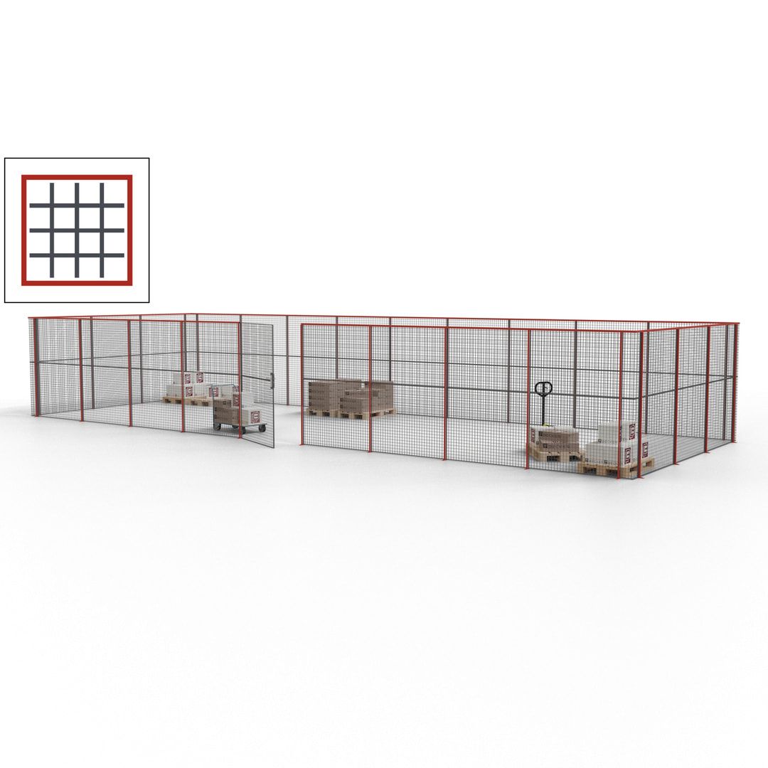 Maschinen Schutzgitter - Hallentrennwand - Sicherheitszaun - Tür - 36 m - 2.200 x 13.900 x 4.900 mm (HxBxT) - enzianblau