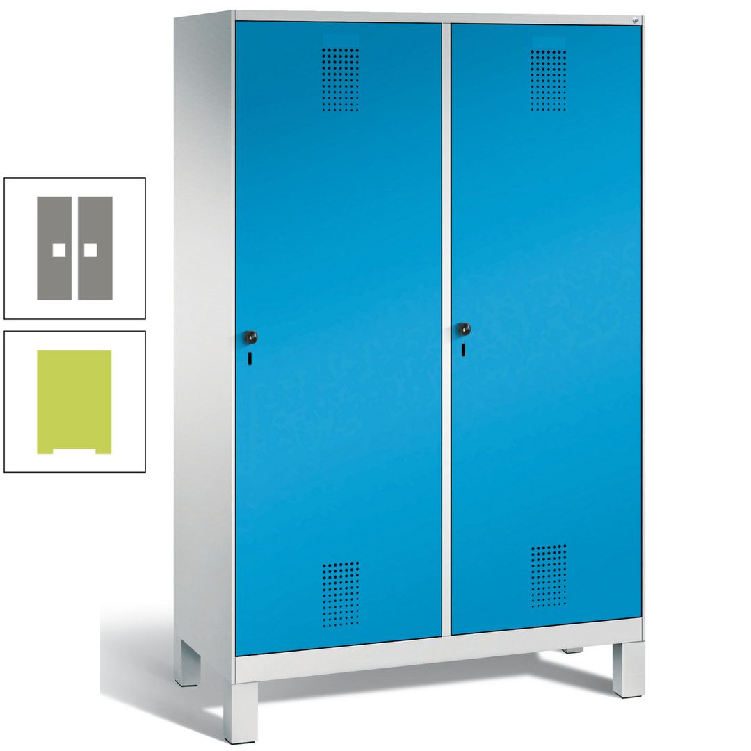 Doppel-Spind, Garderobenschrank, 2 Türen für 4 Abteile a 300 mm, Korpus anthrazitgrau, Türen anthrazitgrau, 1.850 x 1.200 x 500 mm (HxBxT)