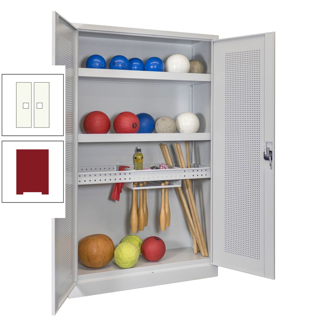 Sportschrank - Lochfeldtüren - Variante 2 - 1.950x1.200x500 mm (HxBxT) - anthrazitgrau