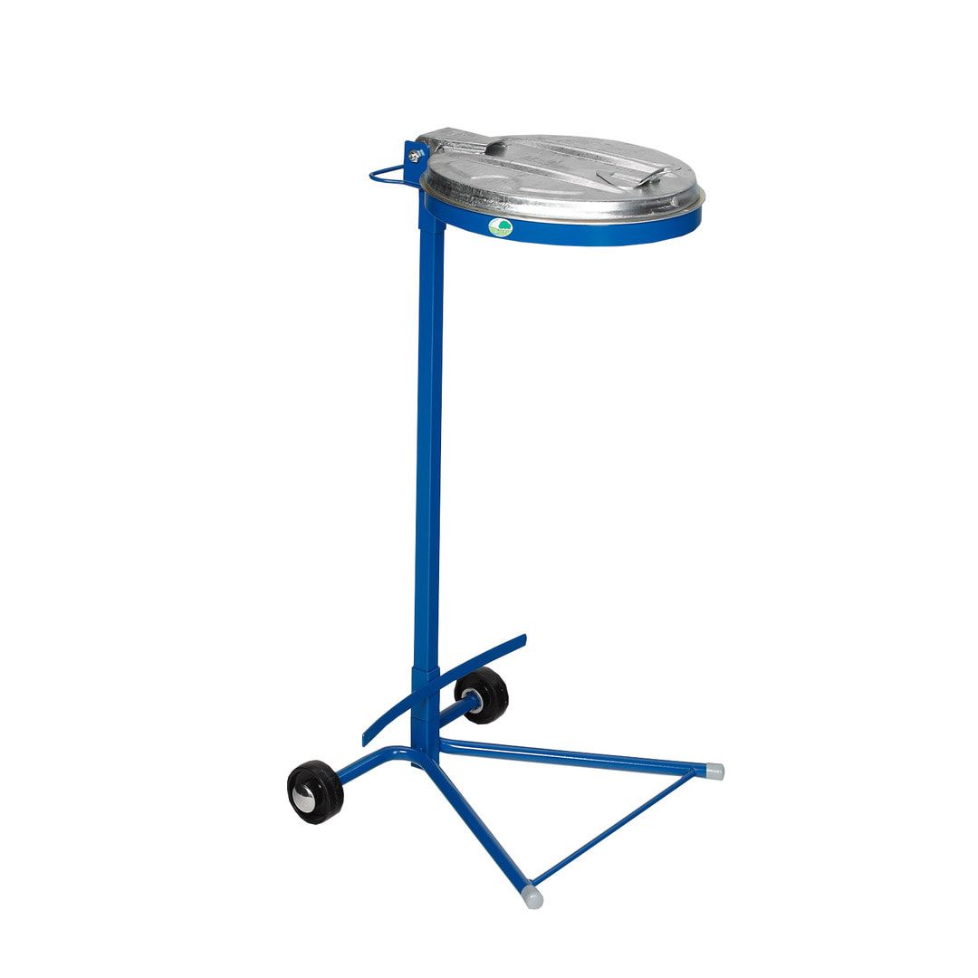 Müllsackhalter zur Wandmontage - für einen 120 l Sack - 400 x 510 mm (BxT) - enzianblau - Deckel Feuerverzinkt