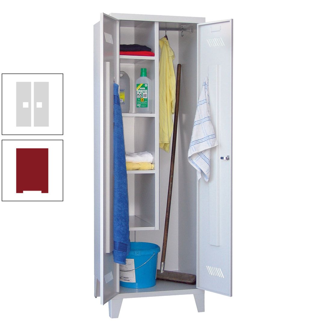 Putzschrank mit Füßen - 1 Abteil mit Trennwand - 1.850x600x500 mm (HxBxT) - Drehriegel - anthrazitgrau