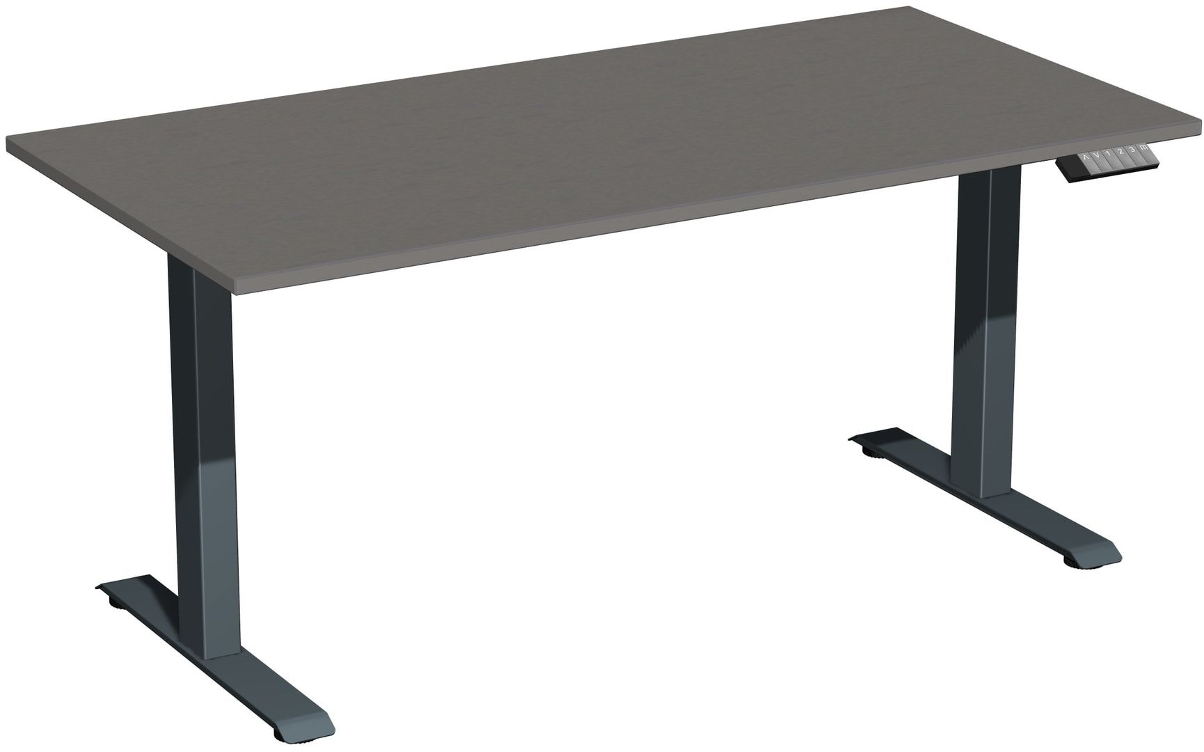Schreibtisch, Elevate Basic, elektronisch höhenverstellbar, 730 - 1.230 x 1.200 x 800 mm (HxBxT), Gestell anthrazit, Dekor Ahorn