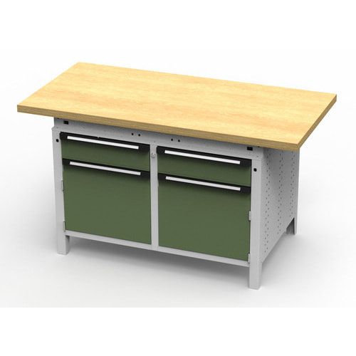 OTTOKIND Werkbank - bündige Arbeitsplatte - 850 x 1.150 x 750 mm (HxBxT) - 2 Schubladen - 2 Schränke - lichtgrau