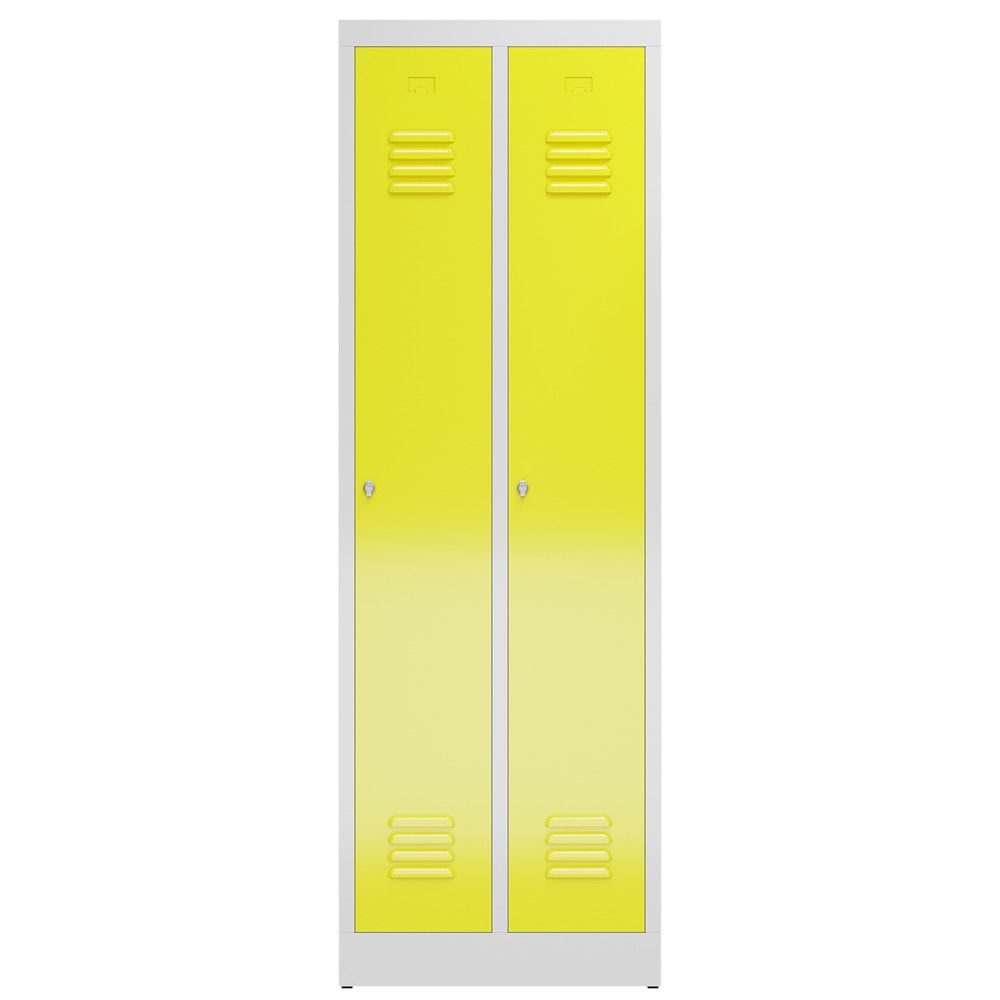 Garderobenschrank, Garderobenspind, 2 Abteile, 1.800 x 590 x 500 mm (HxBxT), Stahl, Drehriegelverschluss, Korpus: lichtgrau, Front: anthrazitgrau