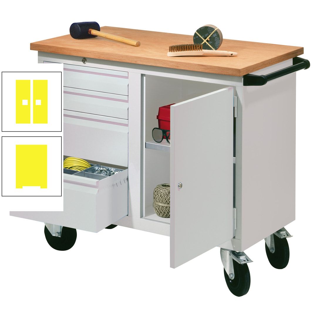Mobile Werkbank - Werkstattwagen - 915 x 1.090 x 600 mm - 4 Schubladen und Schrankfach - anthrazitgrau