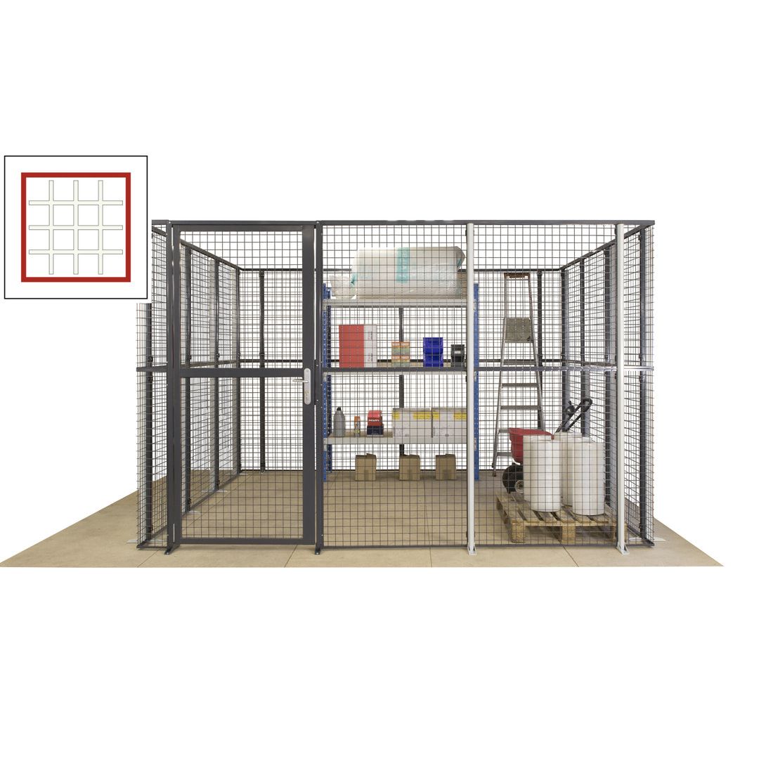 Maschinen Schutzgitter - Hallentrennwand - Sicherheitszaun - Tür - 108 m - 2.200 x 33.400 x 21.400 mm (HxBxT) - enzianblau
