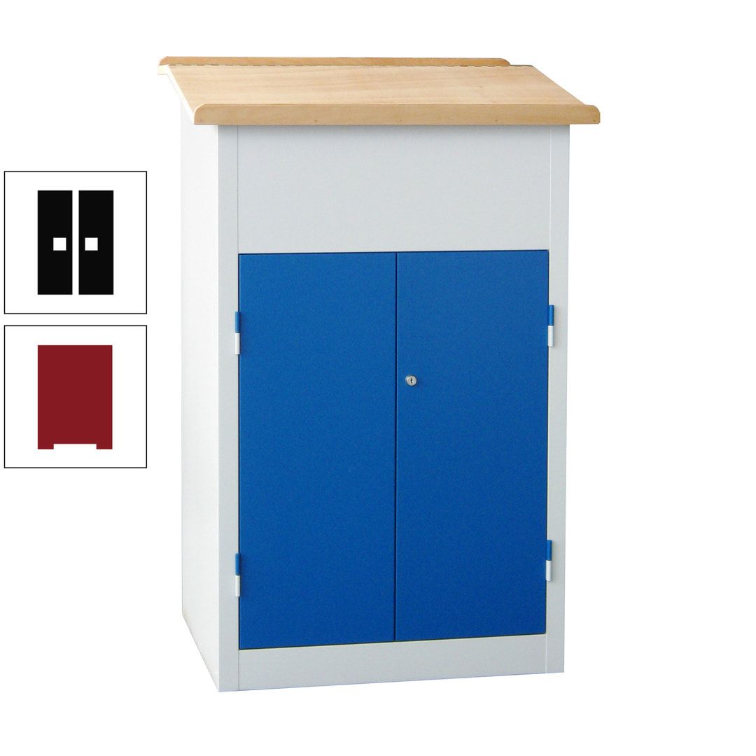 Stehpult mit Schrank - Vollblechtür - Zylinderschloss - 2 Böden - 1.200 x 700 x 600 mm (HxBxT) - anthrazitgrau