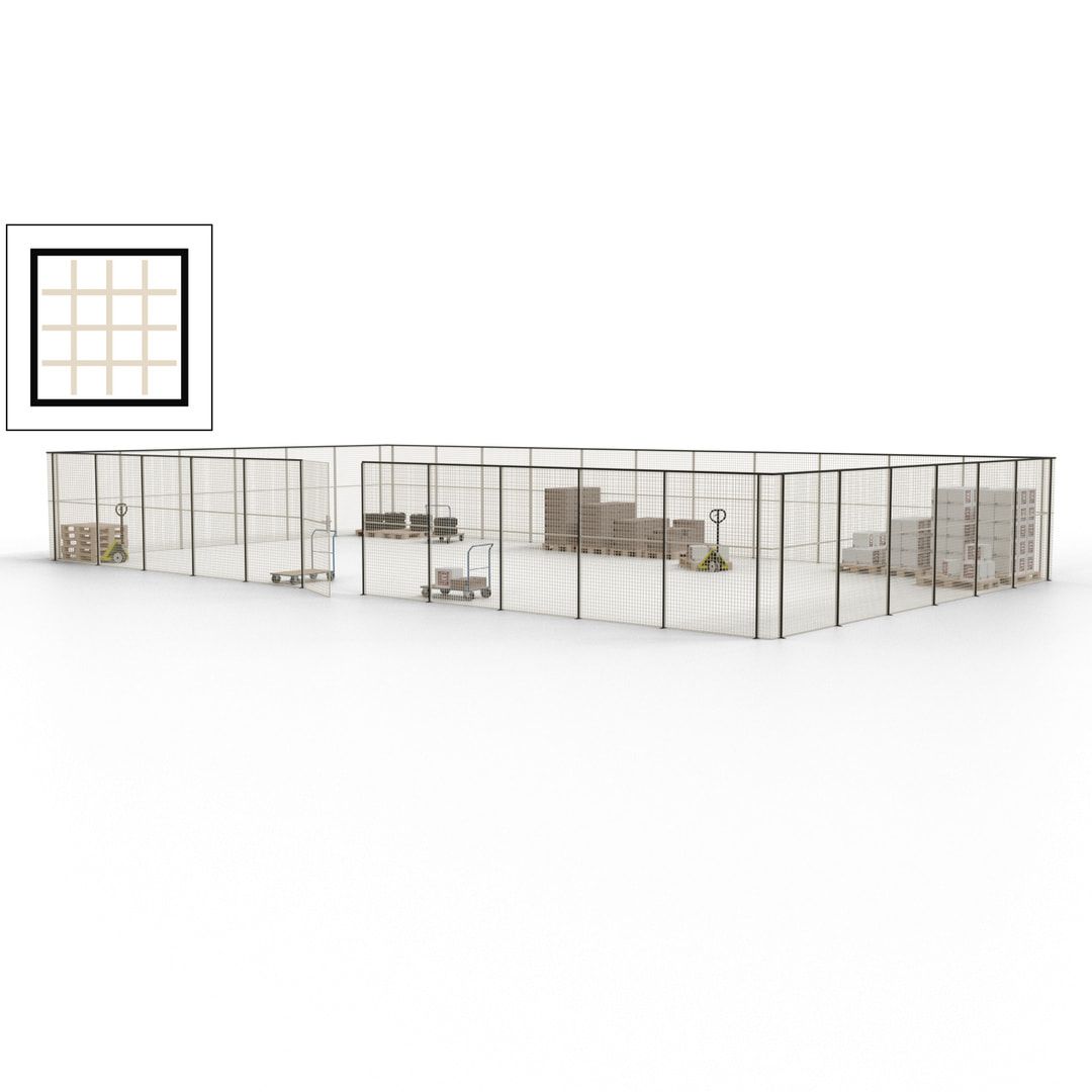 Maschinen Schutzgitter - Hallentrennwand - Sicherheitszaun - Tür - 51 m - 2.200 x 16.900 x 9.400 mm (HxBxT) - enzianblau