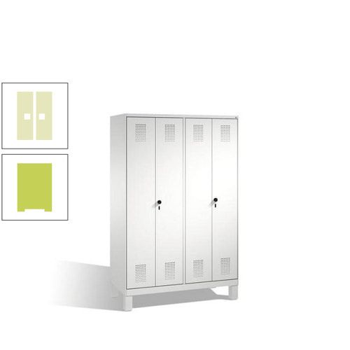 Doppel-Spind, Doppeltüren, Garderobenschrank mit Füßen, 4 Abteile a 300 mm, Korpus anthrazitgrau, Tür anthrazitgrau, 1.850 x 1.200 x 500 mm (HxBxT)
