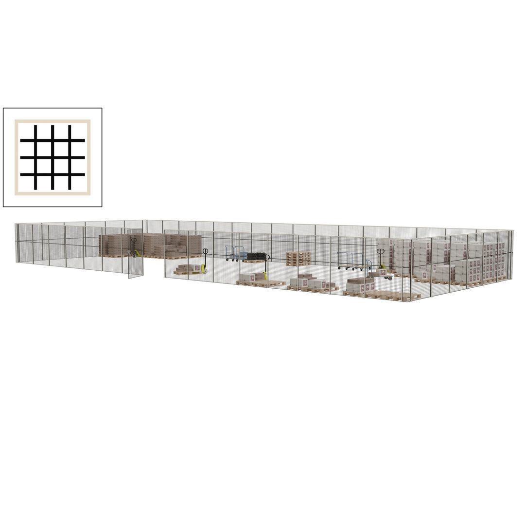 Maschinen Schutzgitter - Hallentrennwand - Sicherheitszaun - Tür - 66 m - 2.200 x 24.400 x 9.400 mm (HxBxT) - enzianblau