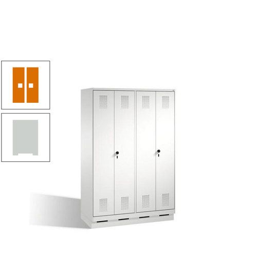 Doppel-Spind, Doppeltüren, Garderobenschrank mit Sockel, 4 Abteile a 300 mm, Korpus anthrazitgrau, Tür anthrazitgrau, 1.800 x 1.200 x 500 mm (HxBxT)