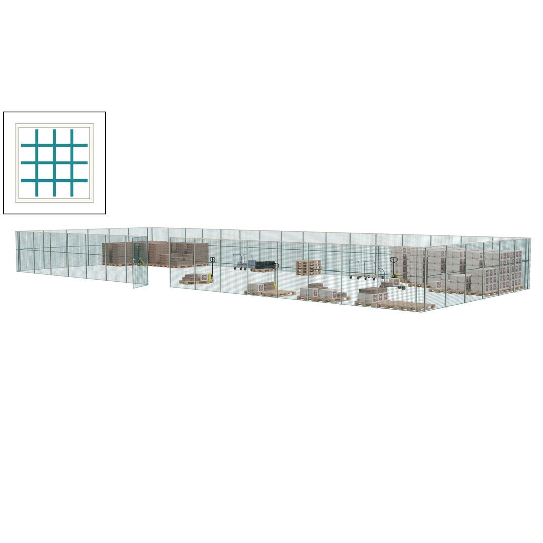 Maschinen Schutzgitter - Hallentrennwand - Sicherheitszaun - Tür - 66 m - 2.200 x 24.400 x 9.400 mm (HxBxT) - enzianblau