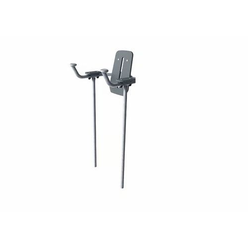 Leg Lift /Pull-Up Station, Stahlrohr, feuerverzinkt, rutschfest, Klimmzugstange, Infoschild, Fitness-App, Maße: 2.400 x 1.100 x 1.170 mm (HxBxT), grau