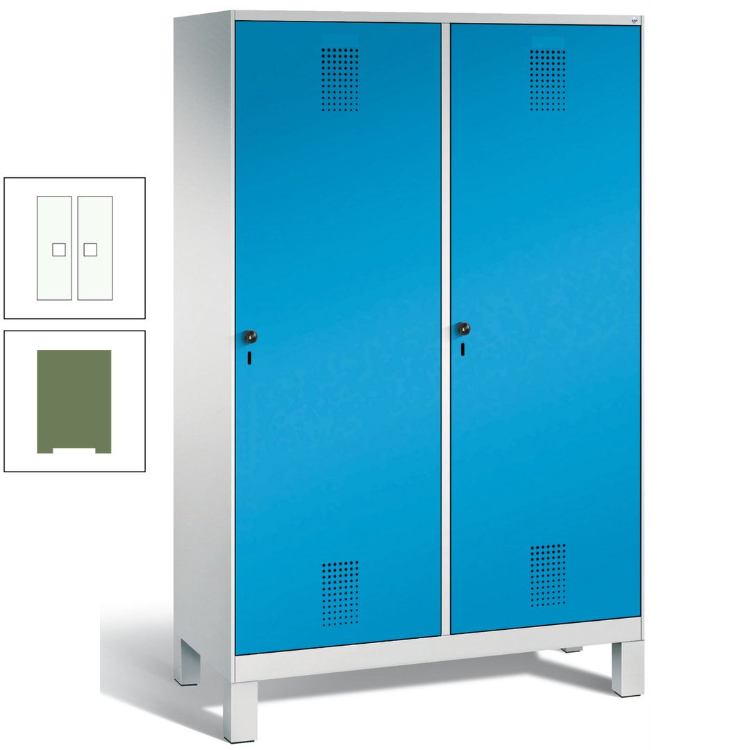 Doppel-Spind, Garderobenschrank, 2 Türen für 4 Abteile a 300 mm, Korpus anthrazitgrau, Türen anthrazitgrau, 1.850 x 1.200 x 500 mm (HxBxT)