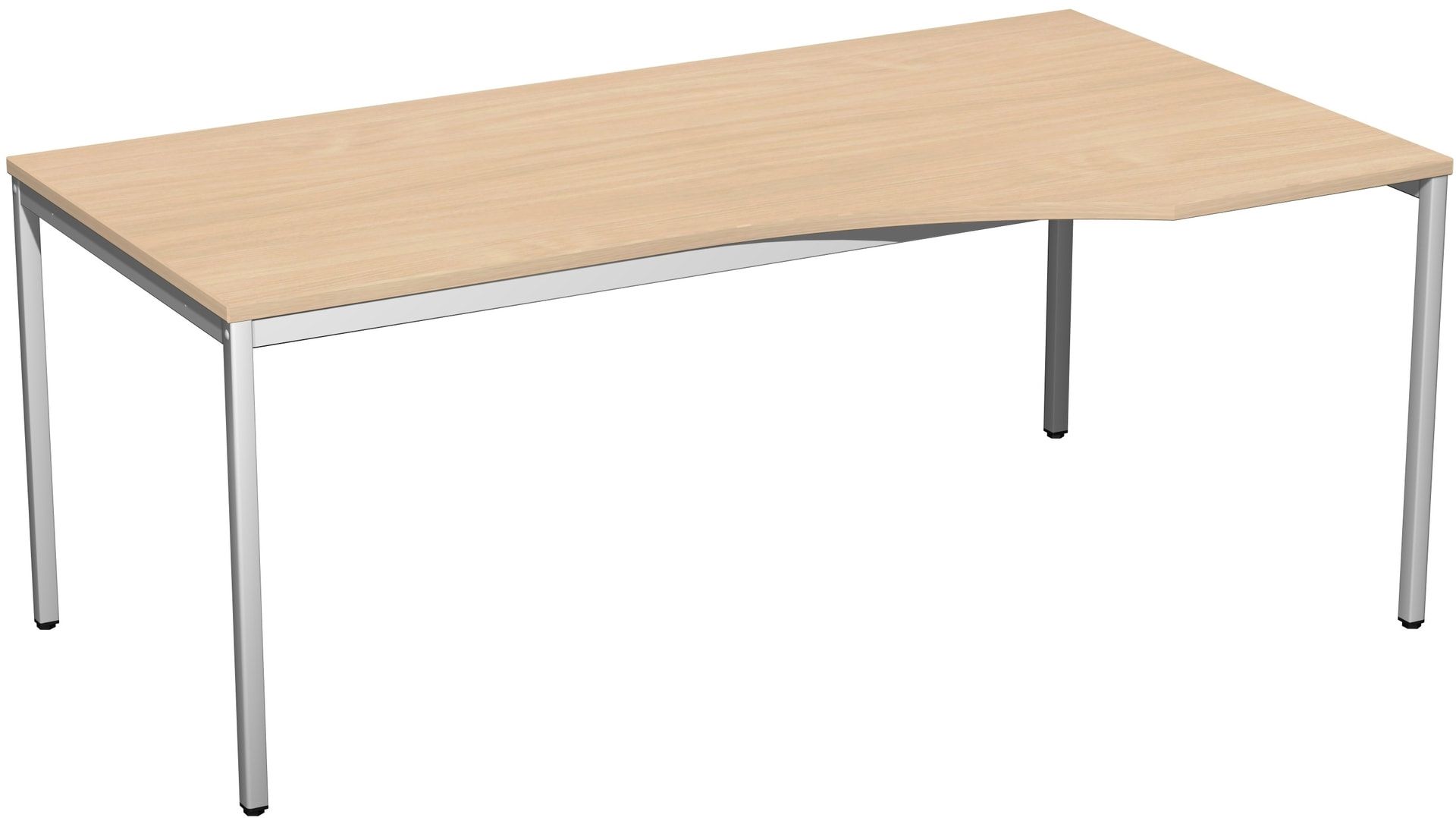 Schreibtisch - 4-Fuß Eco - Eckschreibtisch rechts - 720 x 1.800 x 1.000 mm (HxBxT) - Gestell lichtgrau - Ahorn