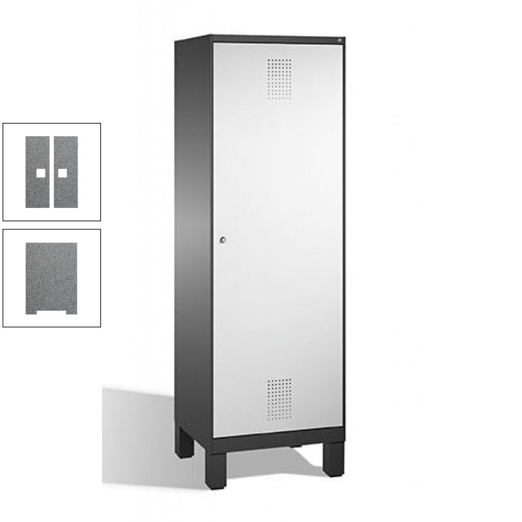 Doppel-Spind, Garderobenschrank, 1 Tür für 2 Abteile a 300 mm, Korpus anthrazitgrau, Türen anthrazitgrau, 1.850 x 600 x 500 mm (HxBxT)