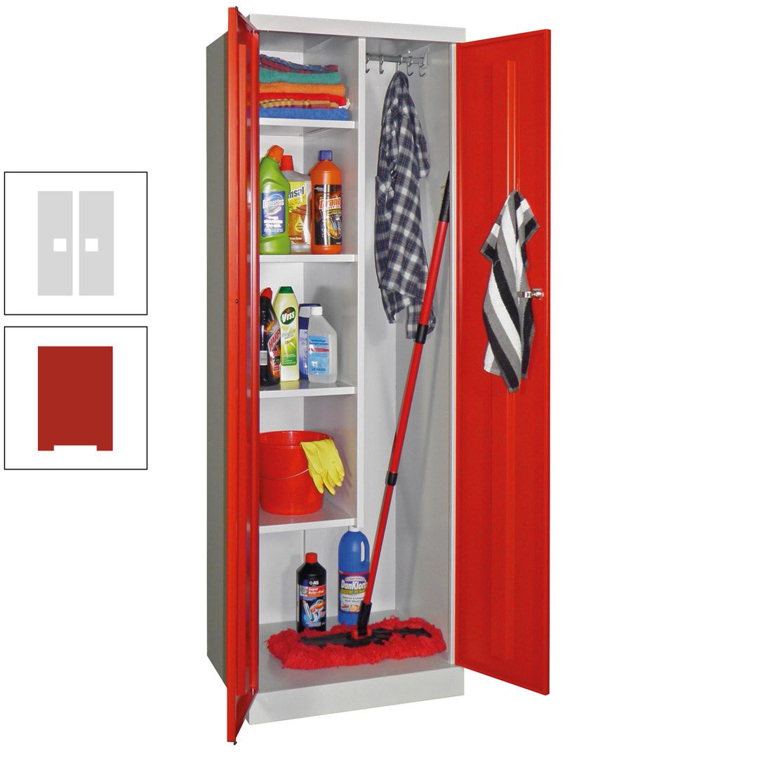 Putzschrank mit Sockel - 1 Abteil mit Trennwand - 1.800x600x500 mm (HxBxT) - Zylinderschloss - anthrazitgrau