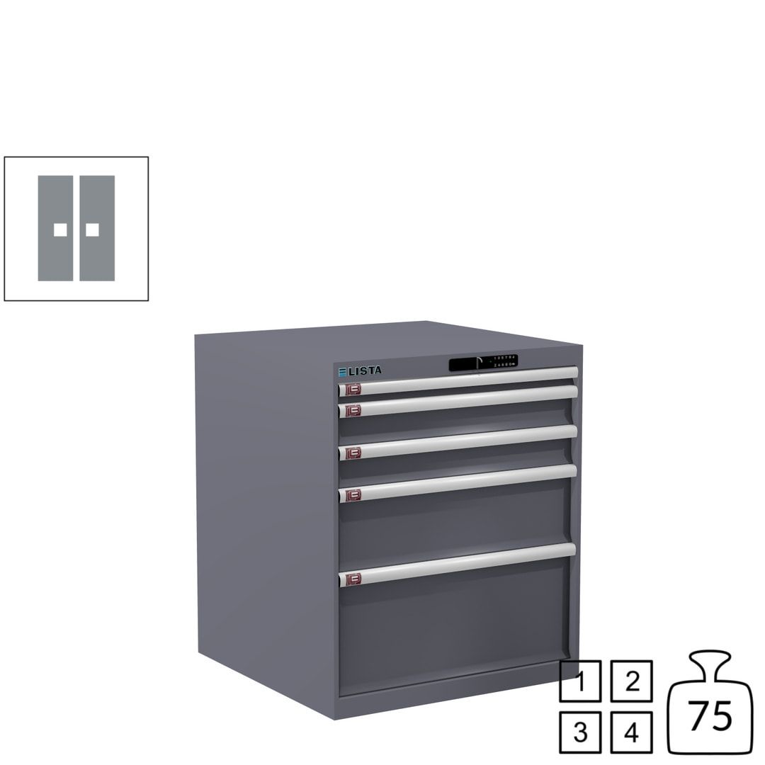 Lista Schubladenschrank - 14.411.010 - 850x717x725 mm (HxBxT) - 5 Schubladen - 75 kg - Key Lock - lichtblau (RAL 5012)