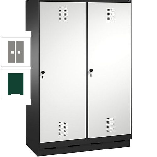 Doppel-Spind, Garderobenschrank, 2 Türen für 4 Abteile a 300 mm, Korpus anthrazitgrau, Türen anthrazitgrau, 1.800 x 1.200 x 500 mm (HxBxT)