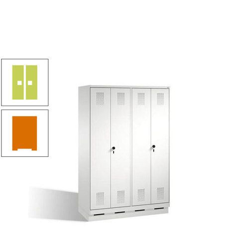 Doppel-Spind, Doppeltüren, Garderobenschrank mit Sockel, 4 Abteile a 300 mm, Korpus anthrazitgrau, Tür anthrazitgrau, 1.800 x 1.200 x 500 mm (HxBxT)