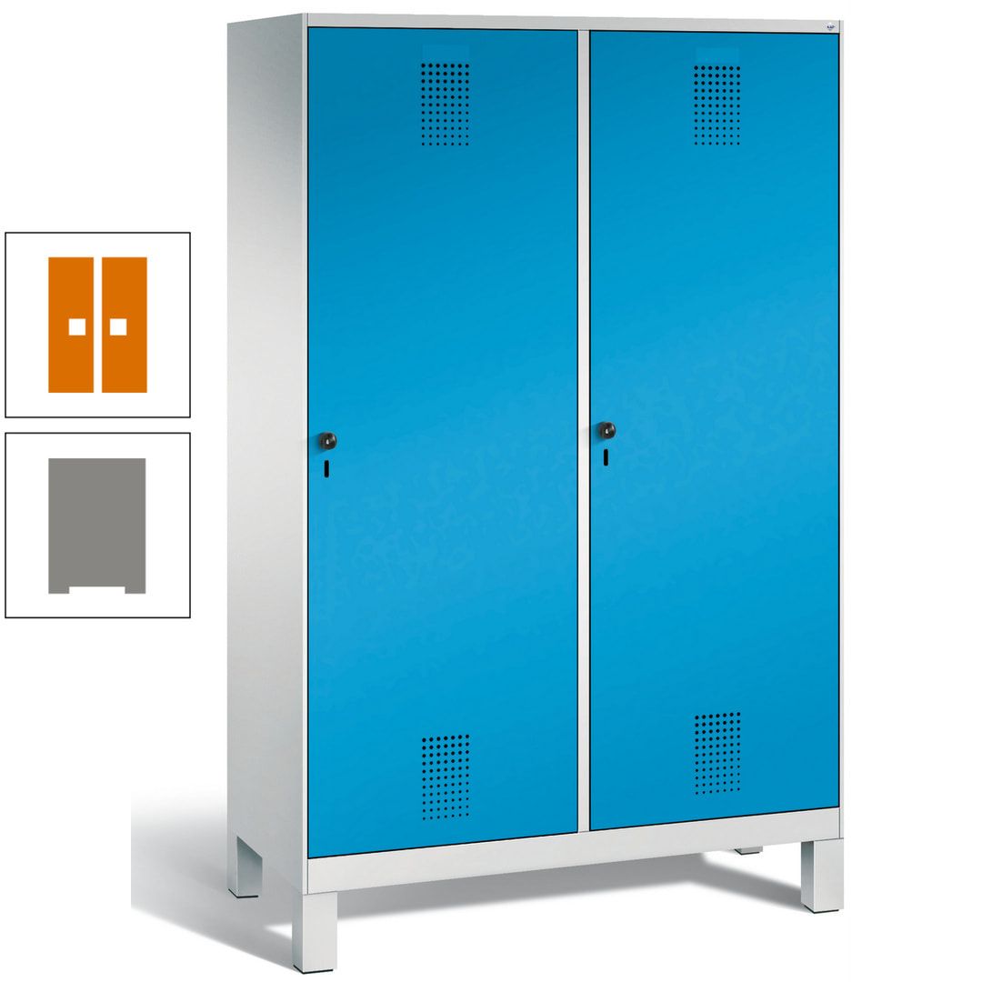 Doppel-Spind, Garderobenschrank, 2 Türen für 4 Abteile a 300 mm, Korpus anthrazitgrau, Türen anthrazitgrau, 1.850 x 1.200 x 500 mm (HxBxT)