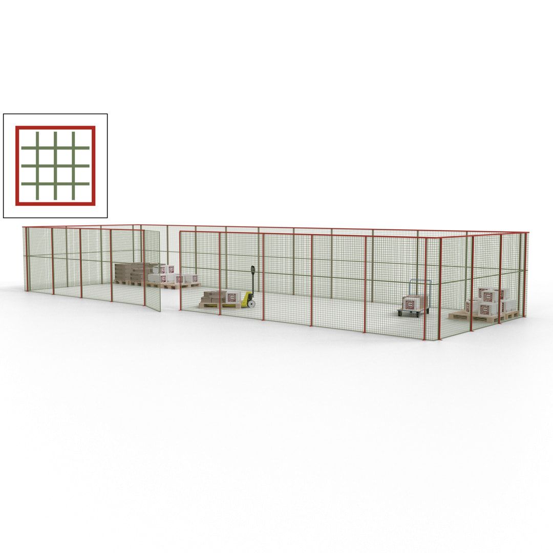 Maschinen Schutzgitter - Hallentrennwand - Sicherheitszaun - Tür - 39 m - 2.200 x 15.400 x 4.900 mm (HxBxT) - enzianblau