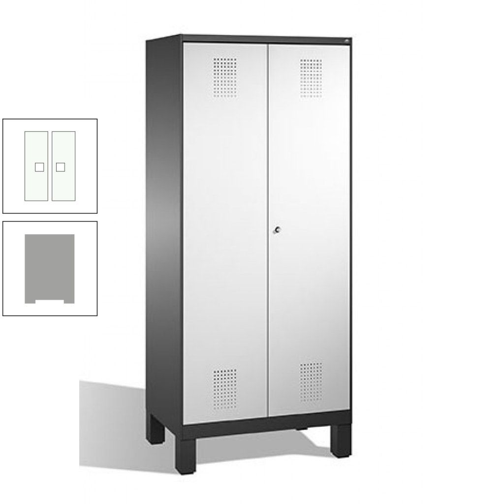 Mehrzweckschrank, Doppeltüren, auf Füßen, 2 Abteile a 400 mm, Korpus anthrazitgrau, Tür anthrazitgrau, 1.850 x 800 x 500 mm (HxBxT)