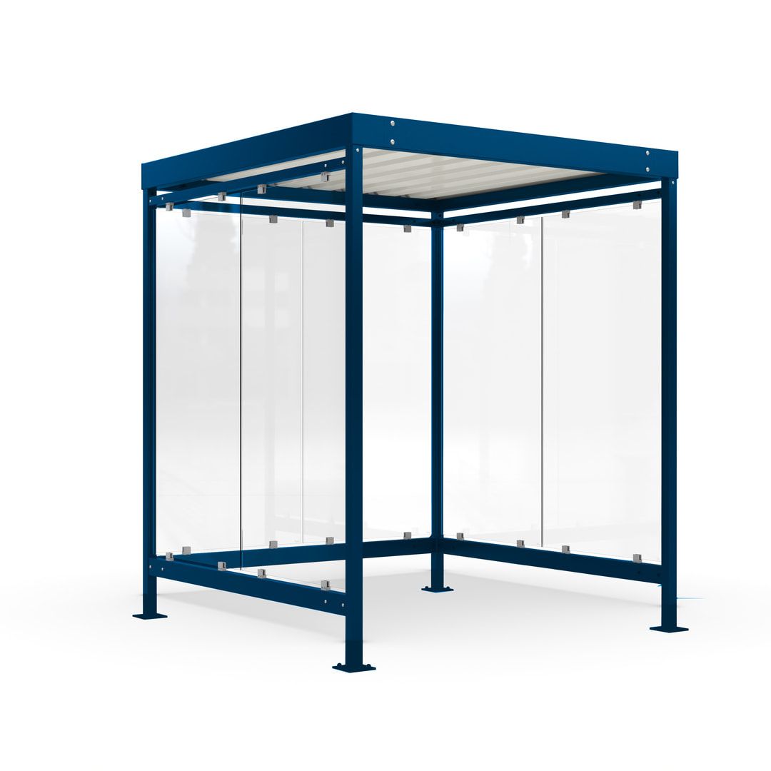 Raucherunterstand, Bushaltestelle, 6-7 Personen, 6 Wände, 2.510 x 2.165 x 2.165 mm (HxBxT), Elfenbein