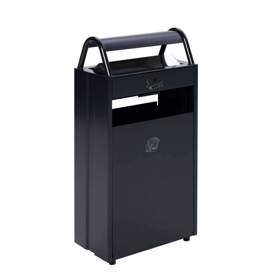 Abfallsammler mit Ascher und Schutzdach - Volumen 60 l - Ascher 9 l - 960 x 480 x 250 mm (HxBxT) - anthrazit