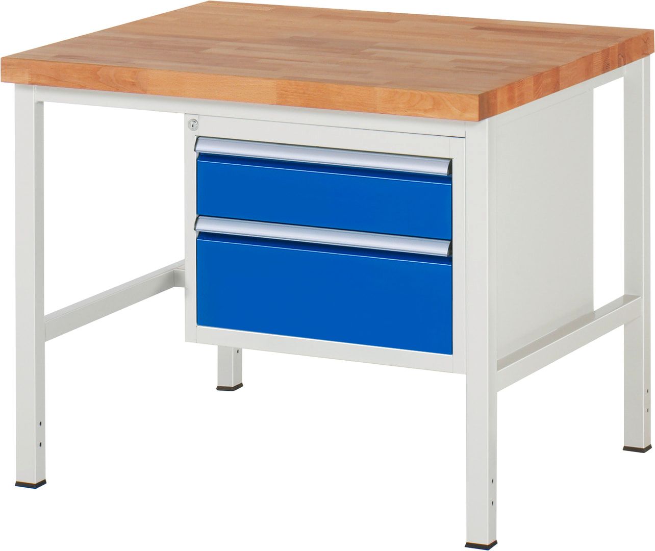 Werkbank - 2 Schubladen - Teilauszug - 150:1 / 210:1 - Höhe 840-1.040 mm - 1.000 x 900 mm - 1.250 kg - Buche - Anthrazitgrau