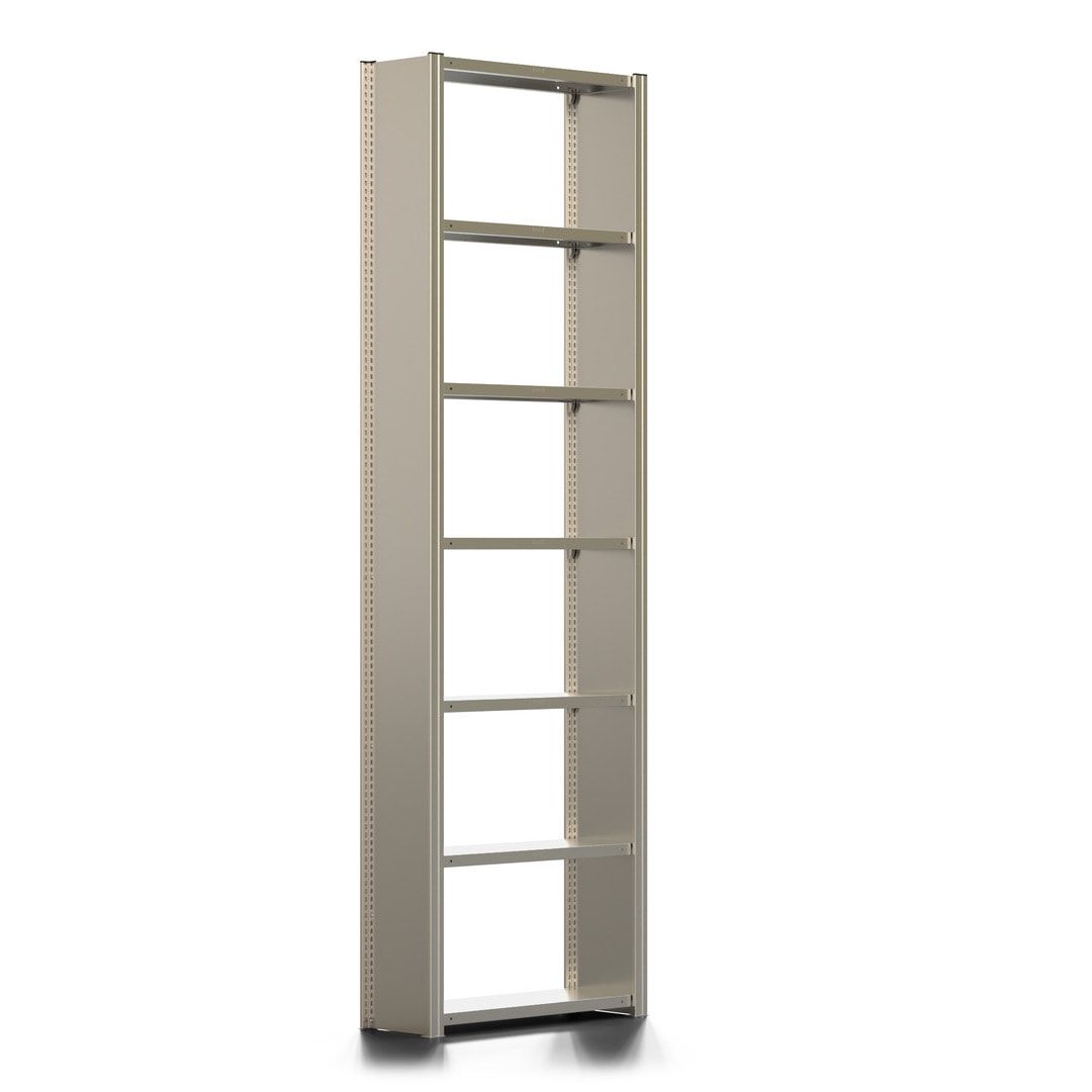 Fachbodenregal mit Seitenwand - 350 kg - 3.000 x 875 x 300 mm (HxBxT) - Anbauregal - 7 Böden - verzinkt - Lagerregal - Steckregal - BERT