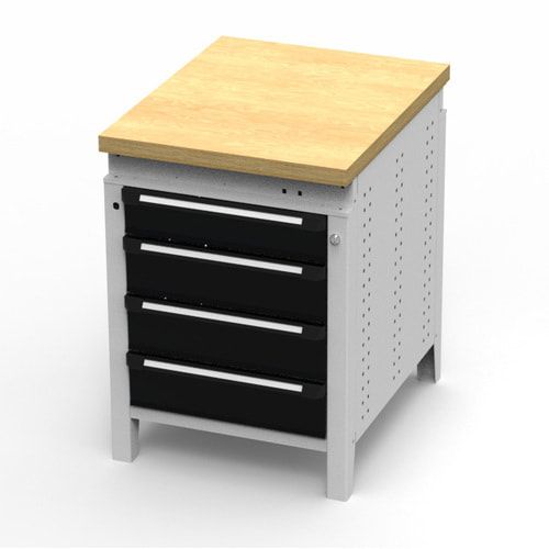 OTTOKIND Werkbank - Arbeitsplatte bündig - 850 x 605 x 750 mm (HxBxT) - 4 Schubladen - lichtgrau