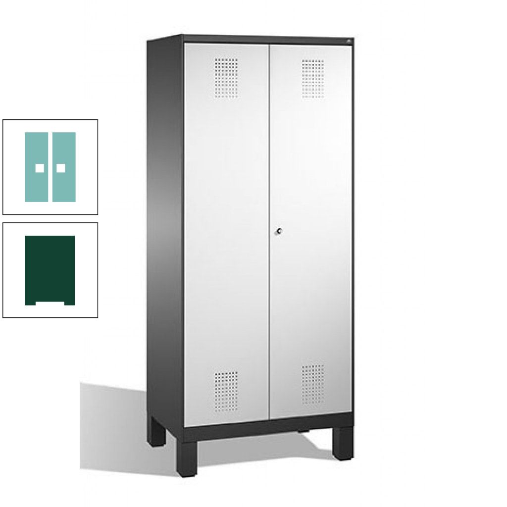 Mehrzweckschrank, Doppeltüren, auf Füßen, 2 Abteile a 400 mm, Korpus anthrazitgrau, Tür anthrazitgrau, 1.850 x 800 x 500 mm (HxBxT)