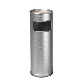 Abfallsammler Aluminium mit Ascher - rund - Volumen 17 l - 660 x 230 x 230 mm (HxBxT) - Farbe wählbar