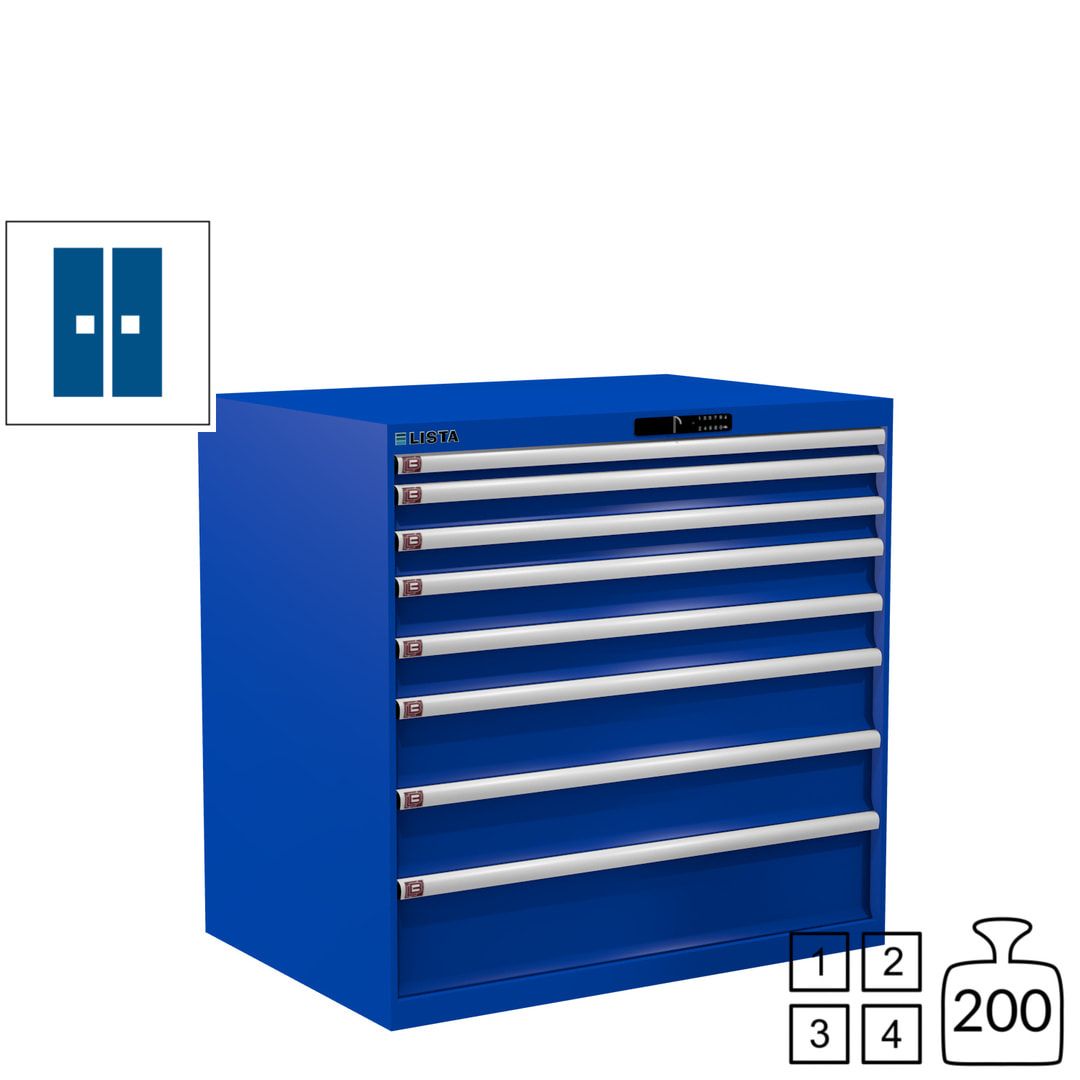 Lista Schubladenschrank - 12.541.010 - 1.000x1.023x725 mm (HxBxT) - 8 Schubladen - 200 kg - Key Lock - lichtblau (RAL 5012)