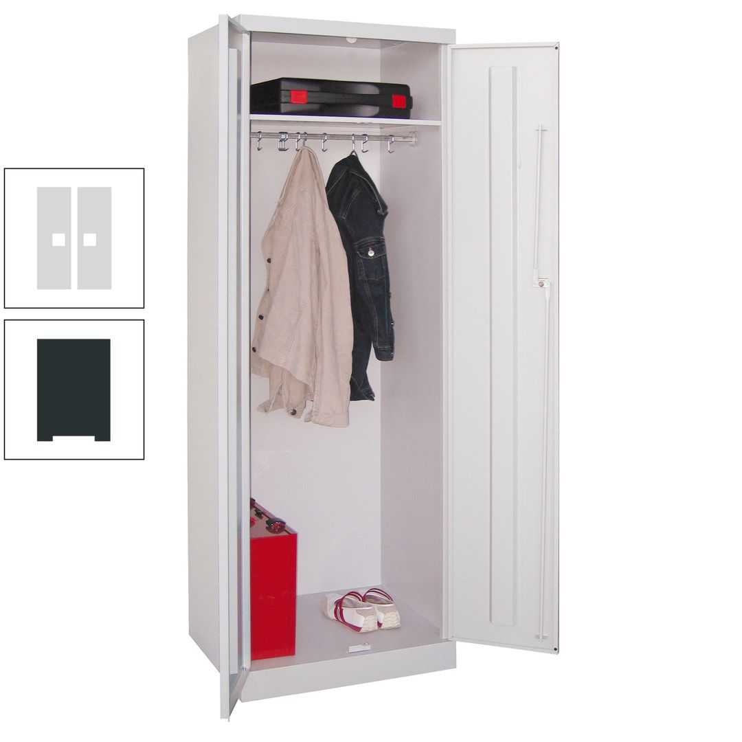 Garderobenschrank - 1 Fachboden - Kleiderstange - 1.800x600x500 mm (HxBxT) - Zylinderschloss - anthrazitgrau