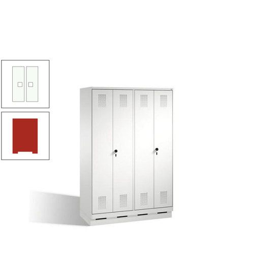 Doppel-Spind, Doppeltüren, Garderobenschrank mit Sockel, 4 Abteile a 300 mm, Korpus anthrazitgrau, Tür anthrazitgrau, 1.800 x 1.200 x 500 mm (HxBxT)