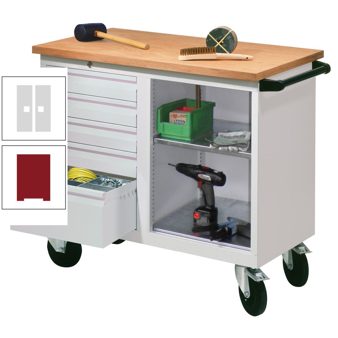 Mobile Werkbank - Werkstattwagen - 915 x 1.090 x 600 mm - 5 Schubladen und Ablagefach - anthrazitgrau